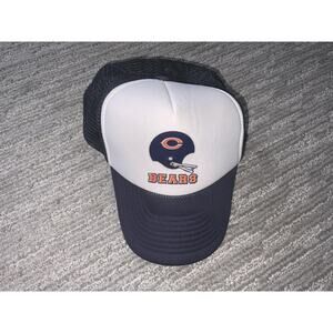 VTG Nissin Chicago Bears Snap Back Hat Black & White Trucker